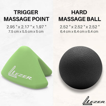 LEZER Trigger Massage Point, Manual Massage Ball, Muscle Knots Relief Tool, Myofascial Release, Physical Therapy, Deep Tissue Back Massage, Plantar Fasciitis, 2.9 in x 2.1 in (Green)