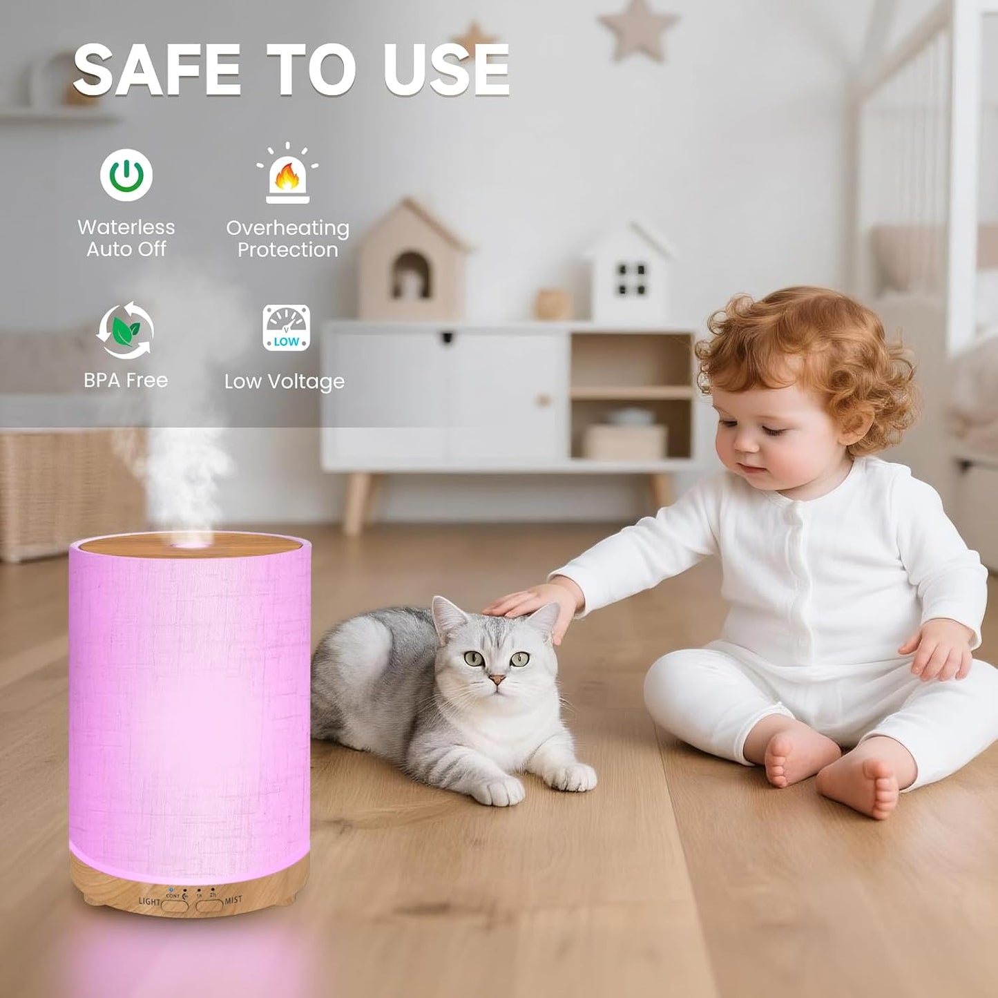 URPOWER 100ML Essential Oil Diffusers for Home with Linen Cover 7 Color Changing Lights, Timer & Auto-Off Scent Diffuser Oil Machine Humidifier Aromatherapy Air Diffusers for Bedroom, Office