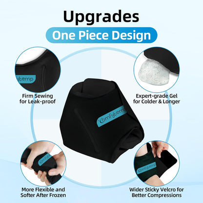 Comfytemp Ankle Ice Pack Wrap for Plantar Fasciitis, Swelling, Foot Pain Relief, FSA Eligible HSA, Gel Packs for Injuries Reusable, Hot Cold Compress for Achilles Tendonitis, Sprained Ankles, 2 Packs