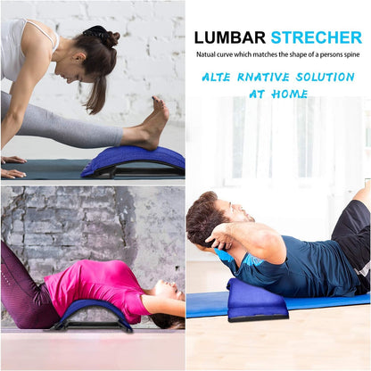 Multi-Level Back Stretcher Device, Lumbar Back Stretching Device, Memory Foam Lumbar Pillow Back Pain Support for Office Chair and Pain Relief(Blue)