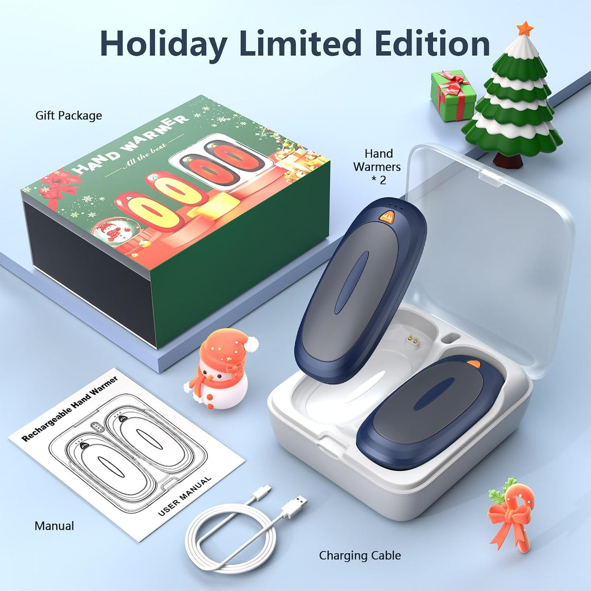 Electric Hand Warmers Rechargeable 2 Pack with Charging Case