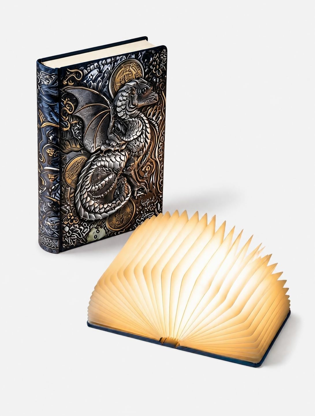 Book Lamp for Book Lovers Gifts-3 Color Lights,LED Ambient Lighting,Portable Foldable Paper Desk Lamp for Night Reading (Gold)