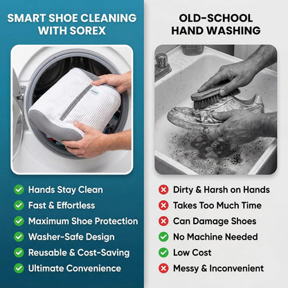 Shoe Washing Machine Bag with Zippered Pocket | Durable Mesh Sneaker Laundry Bag with 2 Laundry Balls & Shoe Washing Brush, Heavy Duty Zipper, No Color Transfer (White)
