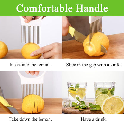 4 Pcs Onion Slicer, TACYKIBD Stainless Steel Onion Slice Holder and Tomato Slicer, Food Slice Assistant Onion Holder for Slicing Fruit Vegetable Lemon Meat Potato, Kitchen Cooking Tools Gadgets