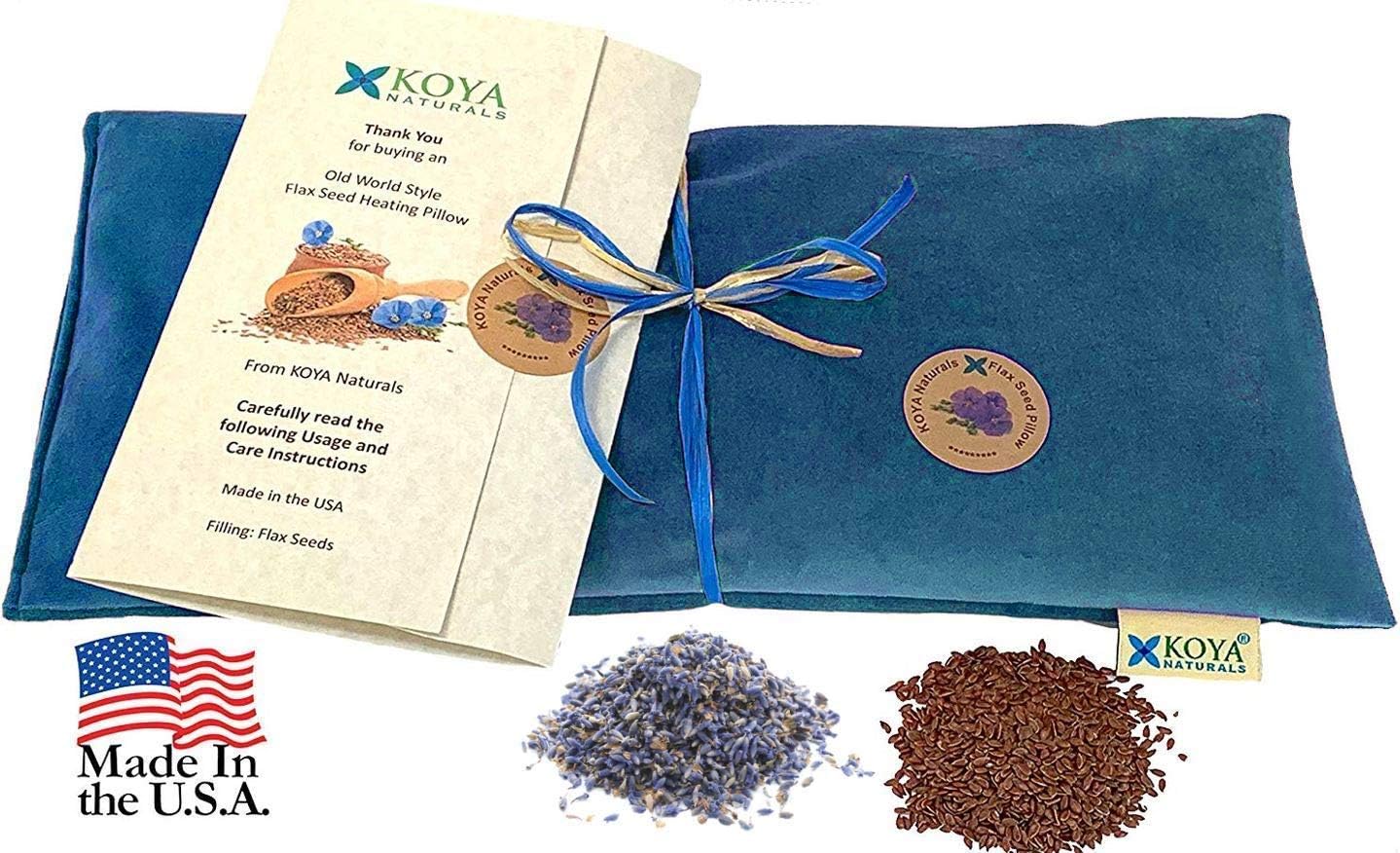 KOYA Naturals Soft Velvet Flax Seed Pillow with Lavender - Microwave Heating Pad – Microwavable Moist Heat Pack – for Neck, Muscle, Joint, Stomach Pain, Menstrual Cramps – Warm Wrap (Purple)