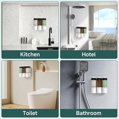 Shampoo and Conditioner Dispenser 3 Chamber No Drill Shampoo Dispenser for Shower Wall Mounted Shower Soap Dispenser 3 * 500ml Refillable Shower Dispenser for Bathroom Hotel(Black 3 Chamber)