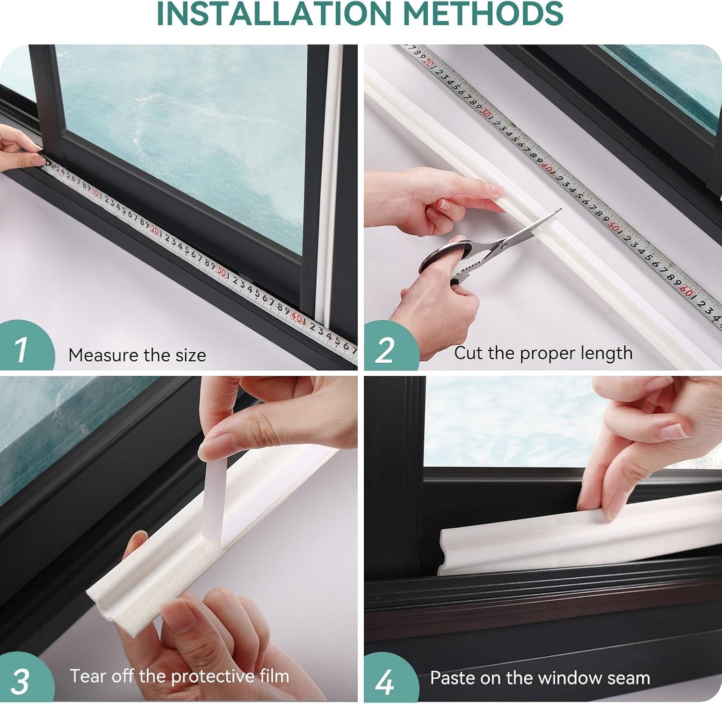 MOPMS Draft Stopper Sweep, Door Weatherproofing Stripping, Window Seal Strip Self-adhisive Soundproof Cuttable Weather Length 32.8 Ft (5 Pcs x 6.56 Ft), Grey