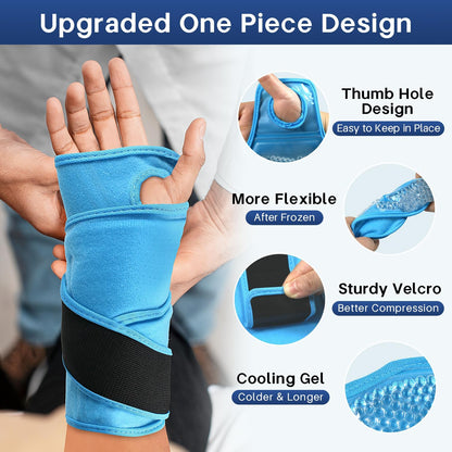 Wrist Ice Pack Wrap for Carpal Tunnel, Gel Ice Packs for Injuries Reusable | for Wrist Hand Foot Ankle Knee Leg Pain Relief, Hot Cold Compress Therapy Bandage Surgery Recovery Gifts Men Women