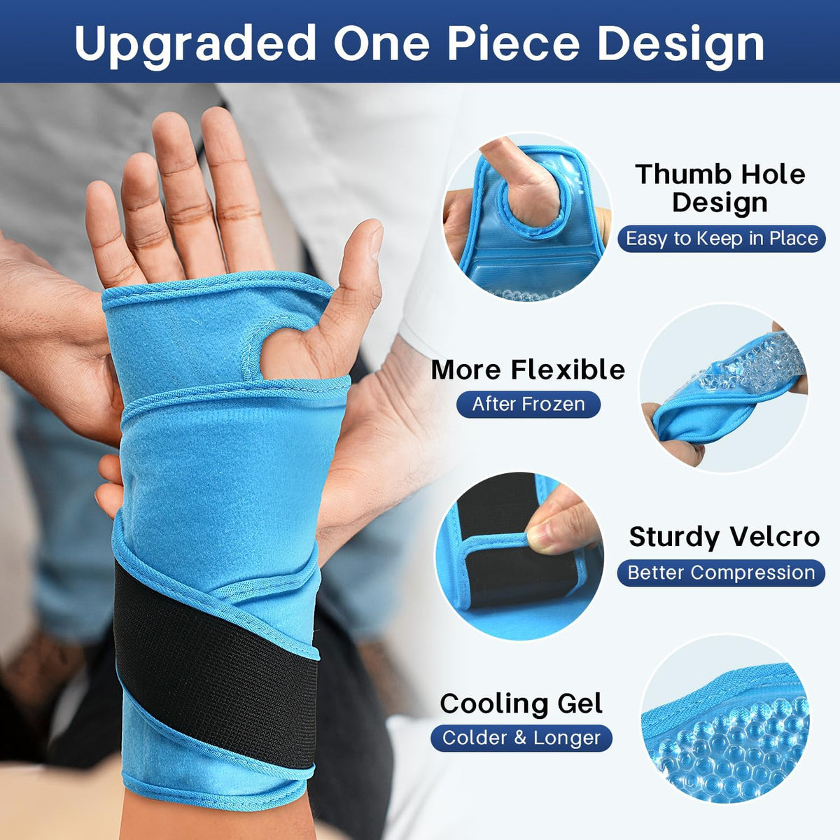 Wrist Ice Pack Wrap for Carpal Tunnel, Gel Ice Packs for Injuries Reusable