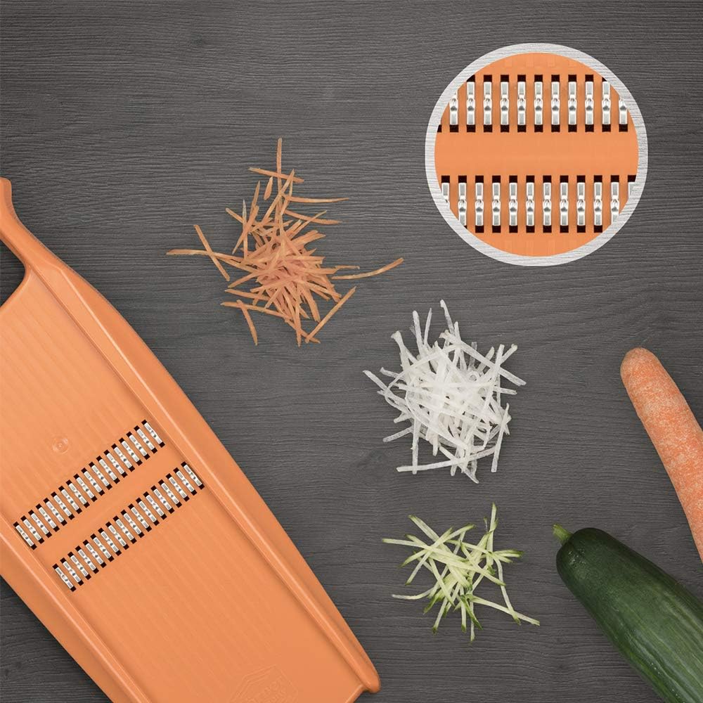 Börner Roko PowerLine Vegetable Slicer Set (2-piece) • Fine Julienne Cutter for Fruit and Vegetables + Safety Guard • Julienne Slicer • Mandoline Slicer Set • Kitchen Slicer (Red)