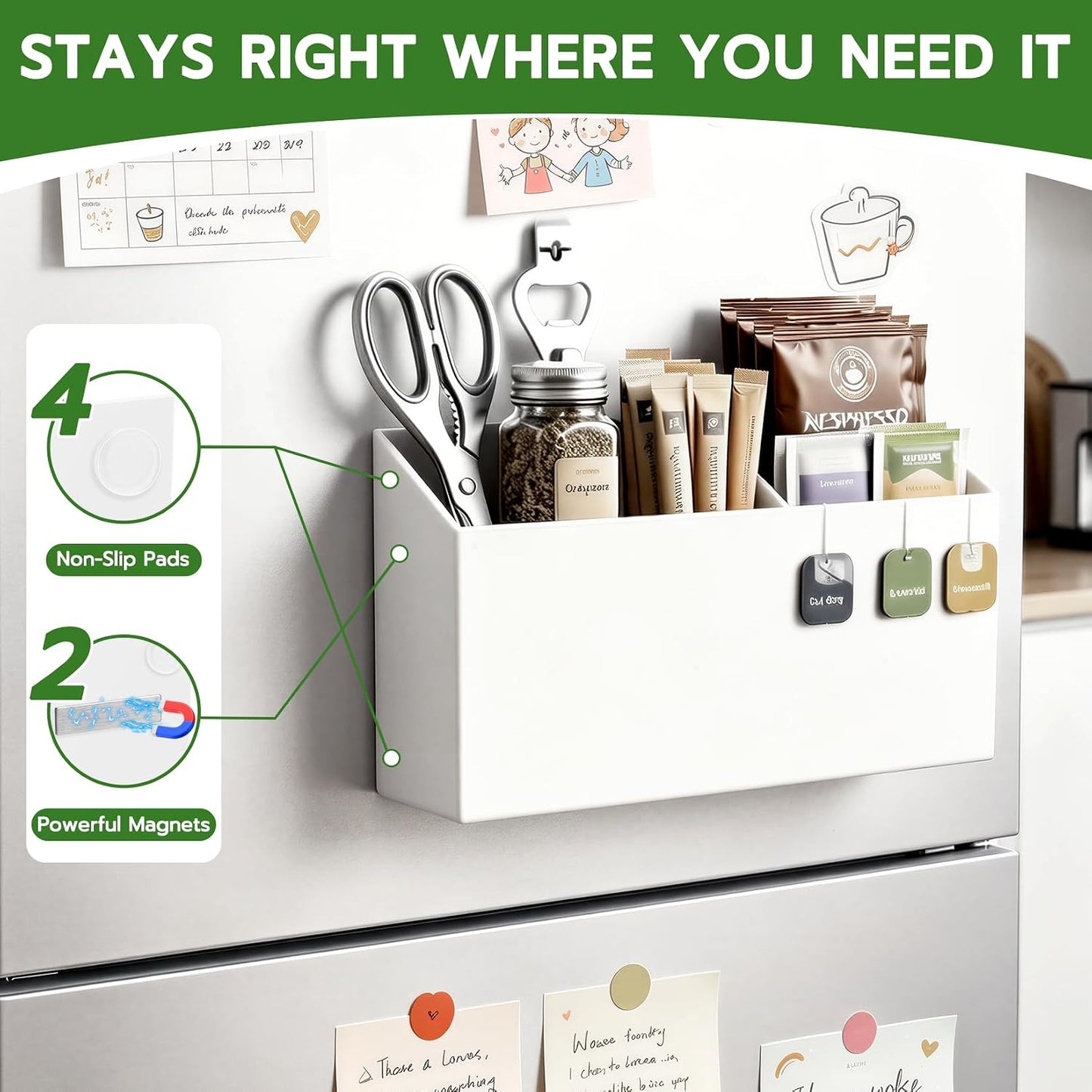 MR.MATE Magnetic Pen Holder,Clear Magnetic Marker Cup for Fridge Whiteboard | Dry Erase Marker Pencil Holder with Acrylic Cup and Strong Magnet, Non-slip Design For Refrigerator Locker Office & Classroom