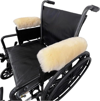 Sheepskin Ranch Wheelchair Armrest Pads – Genuine Sheepskin Armrest Cushions for Wheelchairs & Office Chairs, Pressure Relief Support Pads for Seniors, Adults & Disabled Users - Made in the USA