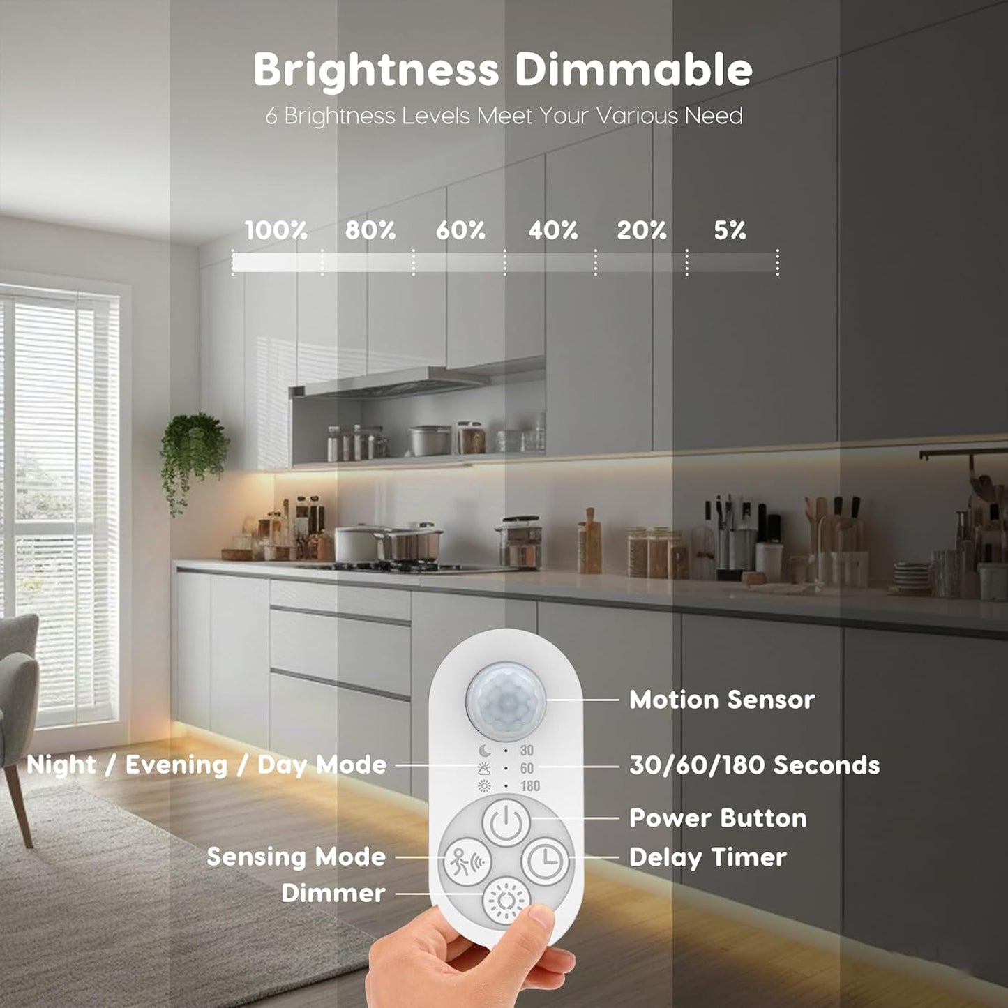 Dual Sensor Stair Light Strip, Double Motion Activated Sensor LED Strip Light for Stairway (Power Adapter (16.4FT Cable), Warm White 3000K (16.4FT White Light Strip))