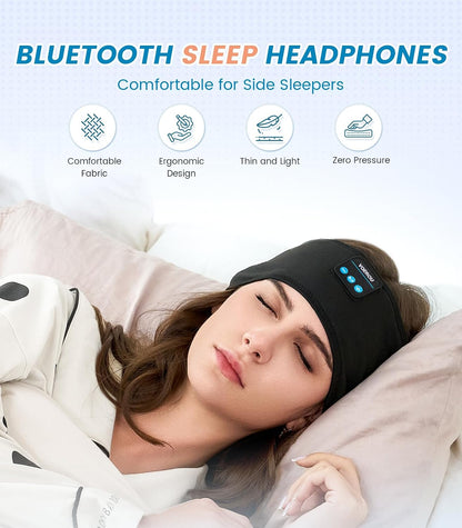 Voerou Sleep Headphones Bluetooth 5.4 Headband, Breathable Sports Headband Sleeping Headphones Eye Mask Music Earbuds, Perfect for Sleep Exercises Workout Yoga Travel, Cool Tech Gadgets Gifts for Men