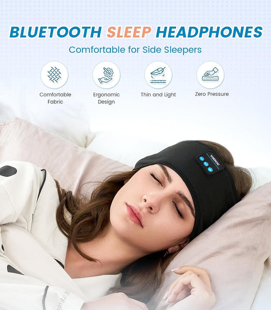 Voerou Sleep Headphones Bluetooth 5.4 Headband, Breathable Sports Headband Sleeping Headphones Eye Mask Music Earbuds, Perfect for Sleep Exercises Workout Yoga Travel, Cool Tech Gadgets Gifts for Men