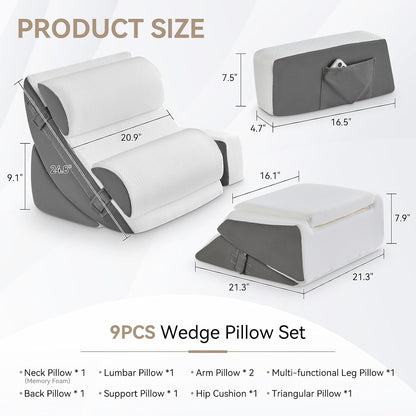 Yojoker Leg Elevation Pillows for Swelling, Memory Foam Wedge Pillow for Legs Blood Circulation, Leg Elevation Pillows for After Surgery, Knee Wedge Pillow for Sleeping Back Hip Ankles Relief