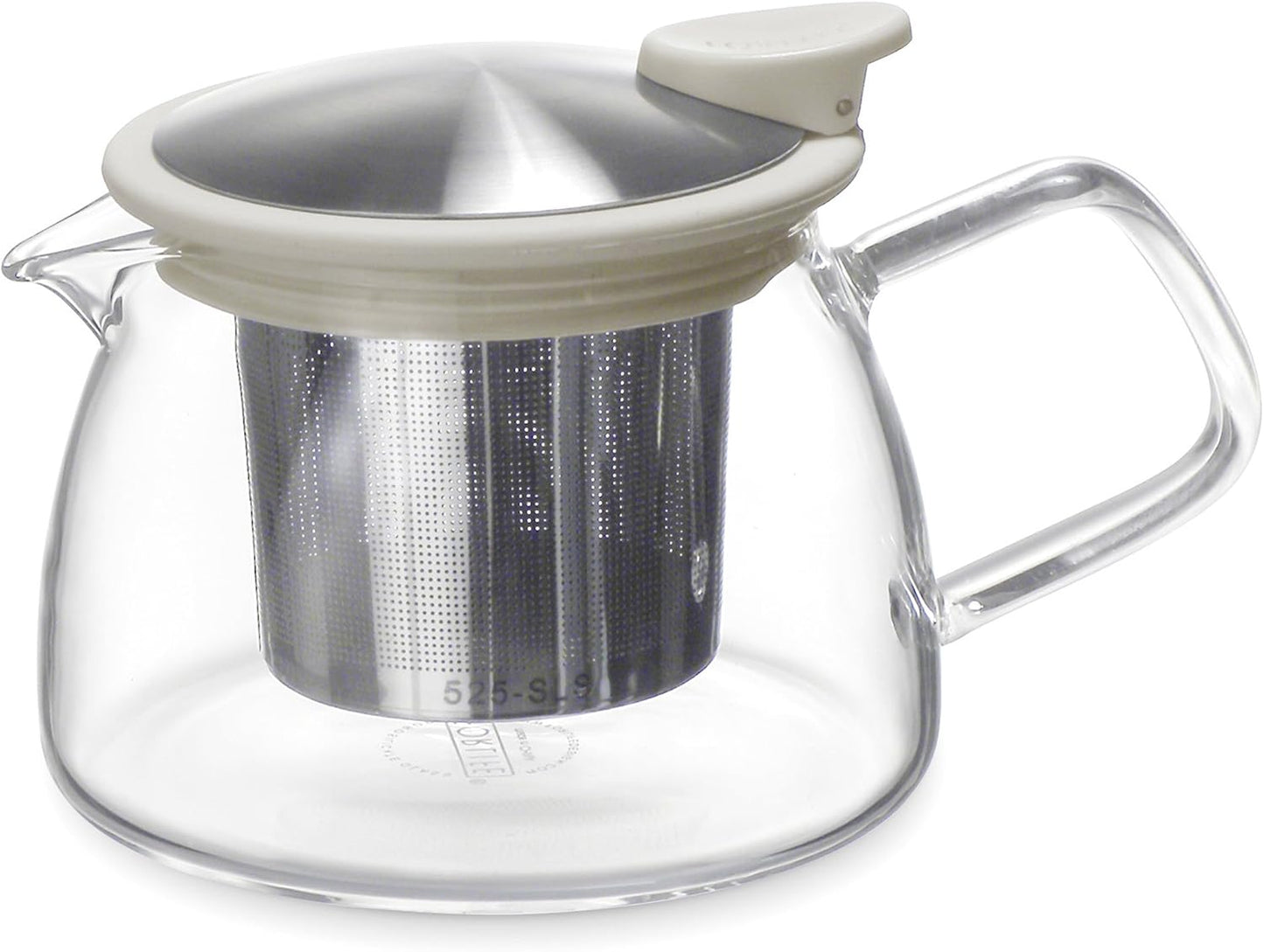 Forlife Bell Glass Teapot with Basket Infuser, 14-Ounce/430ml, White