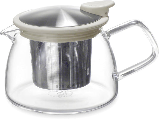 Forlife Bell Glass Teapot with Basket Infuser, 14-Ounce/430ml, White