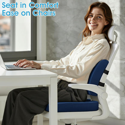 CushZone Ergonomic Seat Cushion & Lumbar Support Pillow - Memory Foam for Sciatica Pain Relief & Posture Correction, Non-Slip Chair Cushions for Office Chair/Car/Wheelchair/Travel (Black)