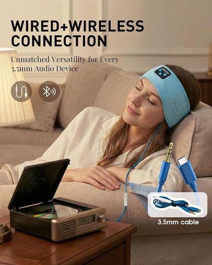 Sleep Headphones Bluetooth 5.4 Headband, Wireless Sleep Music Earphones with Ultra-Thin Stereo Speakers for Side Sleepers, Breathable & Soft Sports Headband for Workout Running Travel Yoga