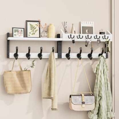 Evermagin 29" Coat Rack Wall Mount with Shelf for Entryway, Rustic Brown | Wall Mounted Coat and Key Rack with Hooks, Key Holder with Mail Organizer for Wall, Living Room, Mudroom, Bedroom
