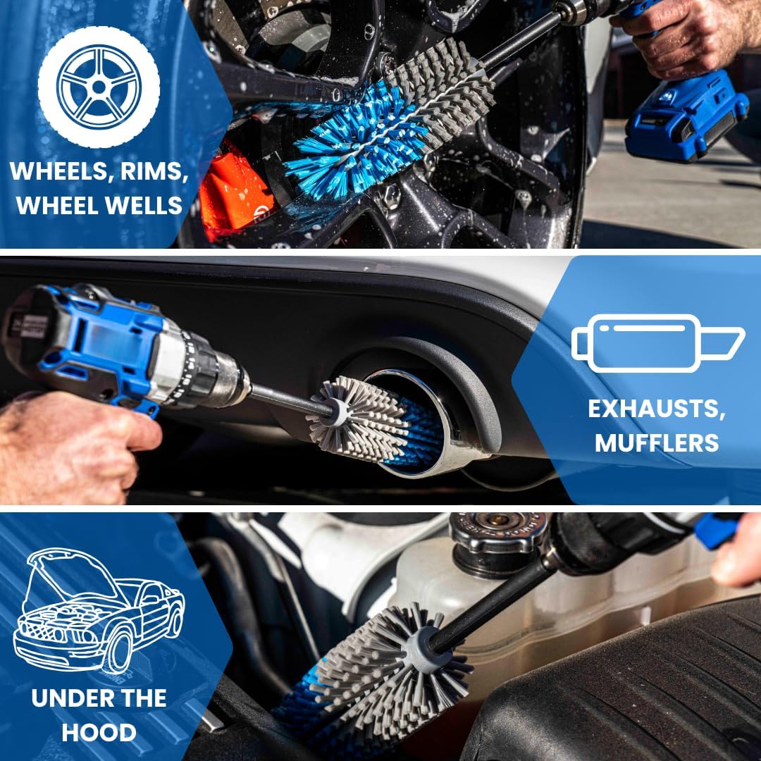 Multi-Purpose Drill Brush Attachment, Showers, Tubs, Carpet, Tile, Grout, Medium Bristle for Ultimate Cleaning Power