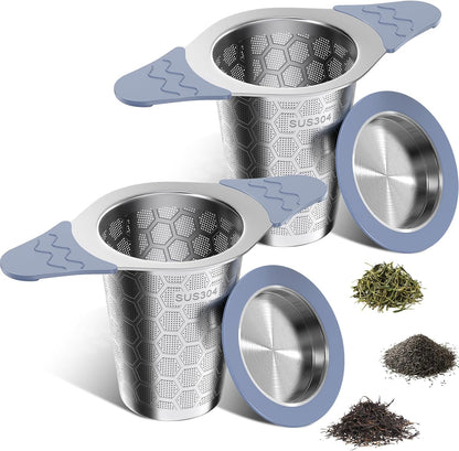 Tea Infuser for Loose Leaf Tea,Stainless Steel Tea Infuser with Heat Proof Silicone Handles,Extra Fine Mesh Tea Strainers Filter Fine Tea Leaves Effectively,Fits TeaPots/Mugs