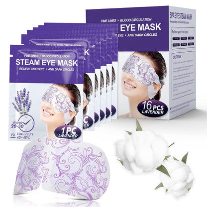16 Packs Steam Eye Masks for Dry Eyes, Self Heating Warm Compress Unscented