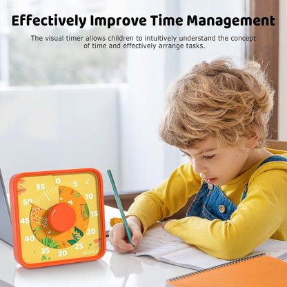Secura 7.5-Inch Rocket Pattern Visual Timer for Kids, 60-Minute Countdown Timer for Classroom or Kitchen, Durable Mechanical Timer Clock with Magnetic Backing (Blue)
