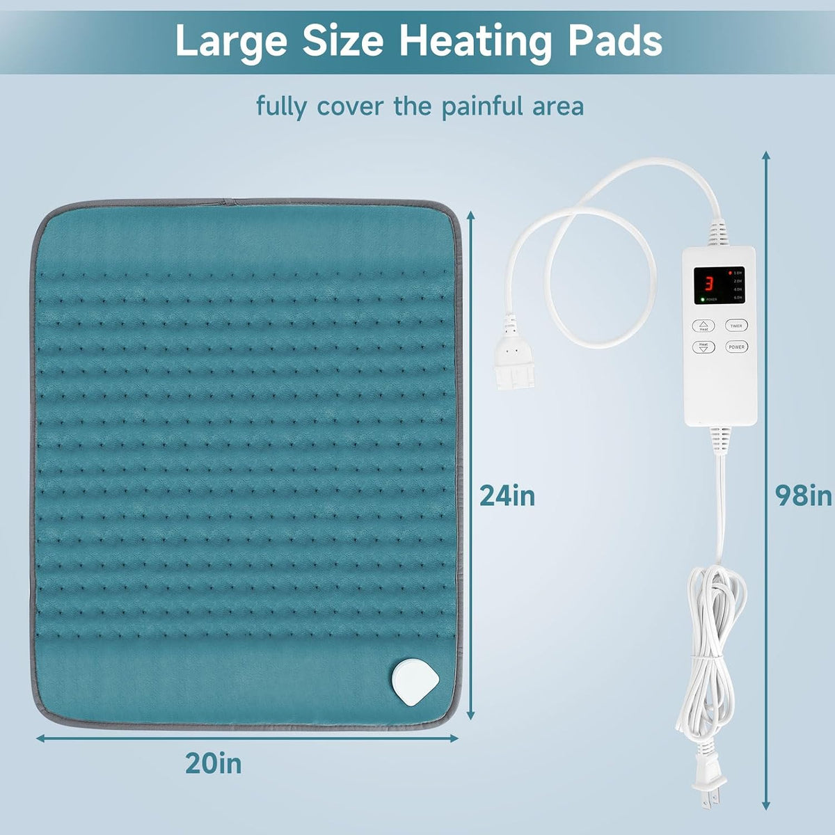 NBKLS Heating Pads for Back Neck Shoulder Pain, Electric Heating Pad Auto Shut Off, Fast Heat, Large Heating Pad Christmas Gift for Women Men, Birthday Gifts for Mom Dad (Blue)