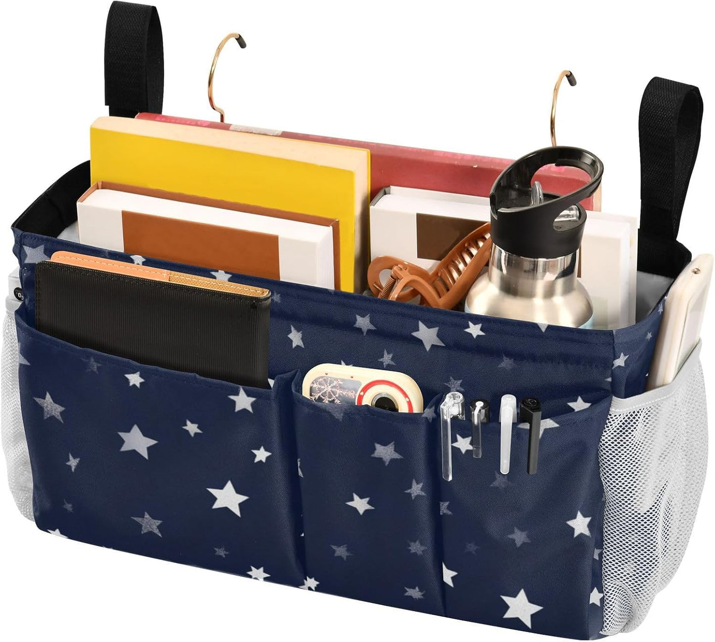 Bedside Caddy Hanging Bunk Bed Caddy Bed Organizer Hanging Pocket with 2 Hooks Bedside Storage Organizer Pocket Bag Holder Checkered Light Green - Colors B