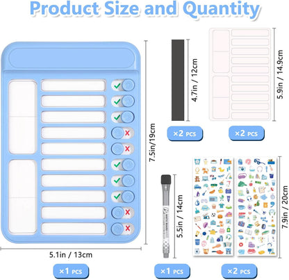 Audab 2Pcs Dry Erase Chore Chart for Kids, Magnetic Checklist Board, My Chores Slider Chart to Do List Board, Routine Chart Schedule Board Task Tracker for Home Refrigerator, Wall, Desk (Blue & Pink)