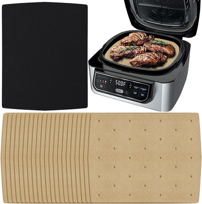 WMKGG Silicone Air Fryer Liners, 2PCS Air Fryer Silicone Liners | Reusable Rectangular Non-Stick Basket Accessories for Ninja Foodi Dual DZ201/DZ401 8-10QT