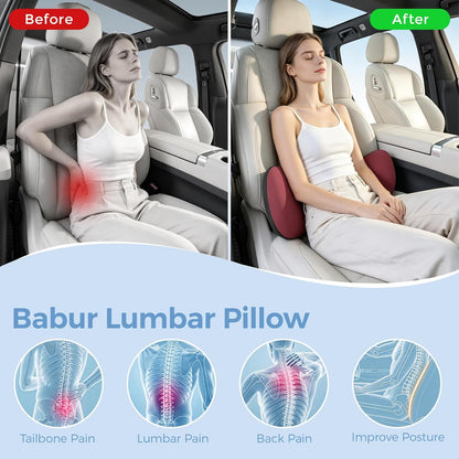 BEBAS Lumbar Support Pillow for Car, Memory Foam Back Cushion for Driving
