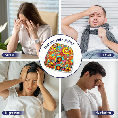 ZNÖCUETÖD Migraine Headache Relief Cap Hat Full Head ice Pack Wrap Cold Cap