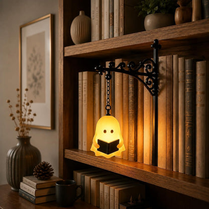 Library Lantern-Decorative Bookshelf Lighting, Mini Bookshelf Lamp Slides Between Books, Warm Amber LED Bookshelf Lights for Book Nook, Shelf Decor Gift for Book Lovers(Classic Lantern)