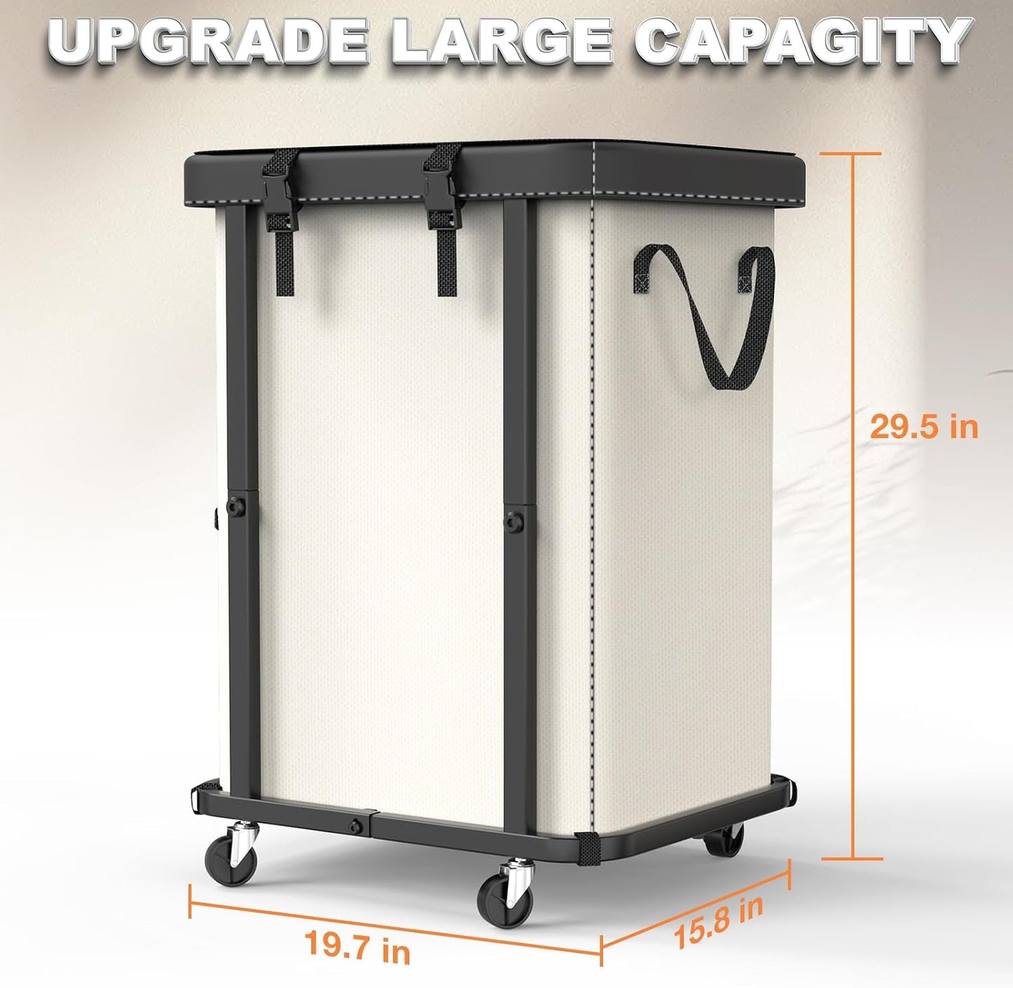 Laundry Hamper with Wheels,150L Leather Patchwork Clothes Hamper Black | Rolling Laundry Basket with Sturdy Metal Frame, Removable Washable Bag,Tall Clothes Sorter for Bedroom, Laundry Room, Dorm