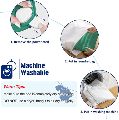 Electric Heating pad with 6 Heat Settings, Auto Shut Off, Dry Electric Heating for Back Neck Knee Arms Legs Shoulder Heat Pads for Christmas Birthday Father Mother's Day (24"X12", Gray Green)