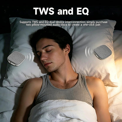 Under Pillow Sleep Speaker, Flat Bluetooth Pillow Speaker for Sleeping | Material: Plastic & woven fabric. Use: Bone conduction audio for bedtime relaxation, side sleepers, and masking noise.