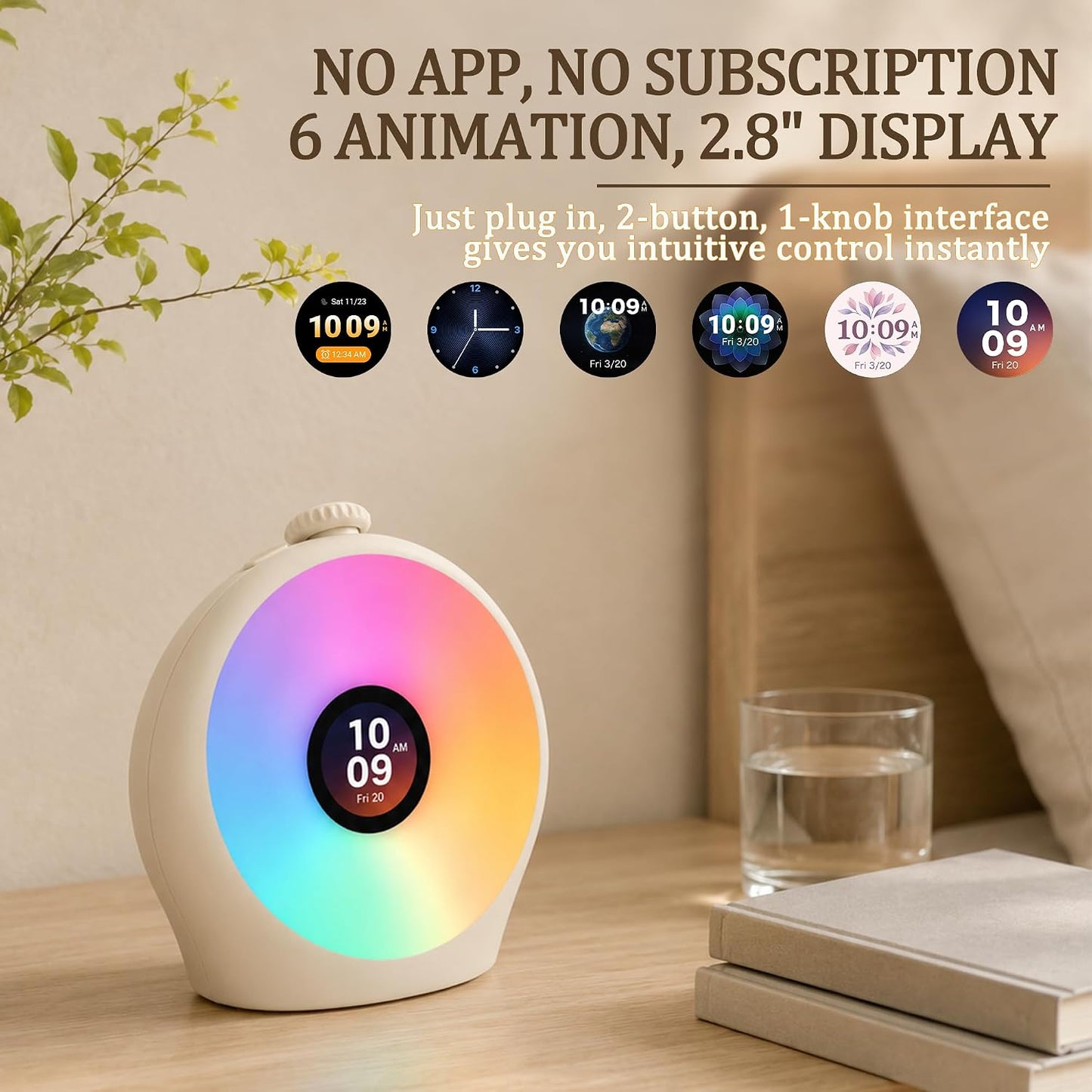 Sunrise Alarm Clock with 3 Unique Wake Up Modes for Every Sleeper, Sound Machine Night Light with 10 Natural White Noise Sounds and 8 Dimmable Ambient Mood Lighting for Bedrooms, Adults, Kids