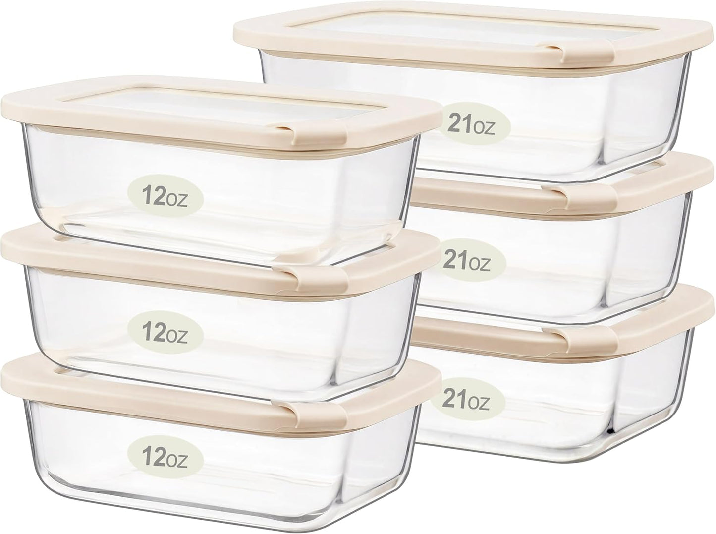 Glass Food Storage Containers with Glass Lids, Microwave Safe Food Container Set, Aitight Meal Prep Container Set, BPA Free, 2 extra Colanders, LeakProof, 2 Pack of 60oz