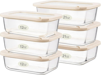 Glass Food Storage Containers with Glass Lids, Microwave Safe Food Container Set, Aitight Meal Prep Container Set, BPA Free, 2 extra Colanders, LeakProof, 2 Pack of 60oz