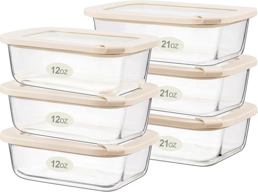 Glass Food Storage Containers with Glass Lids, Microwave Safe Food Container Set, Aitight Meal Prep Container Set, BPA Free, 2 extra Colanders, LeakProof, 2 Pack of 60oz