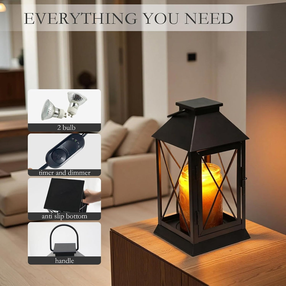 Candle Warmer Lamp with Timer, Farmhouse Rustic Lantern