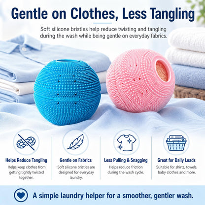 Reusable Laundry Ball for Washing Machine, Reusable Silicone Scrubber with Built-in Filter, Captures Pet Hair, Lint & Dirt, Helps Reduce Tangling, Fabric Safe, 1 Pack(Blue)