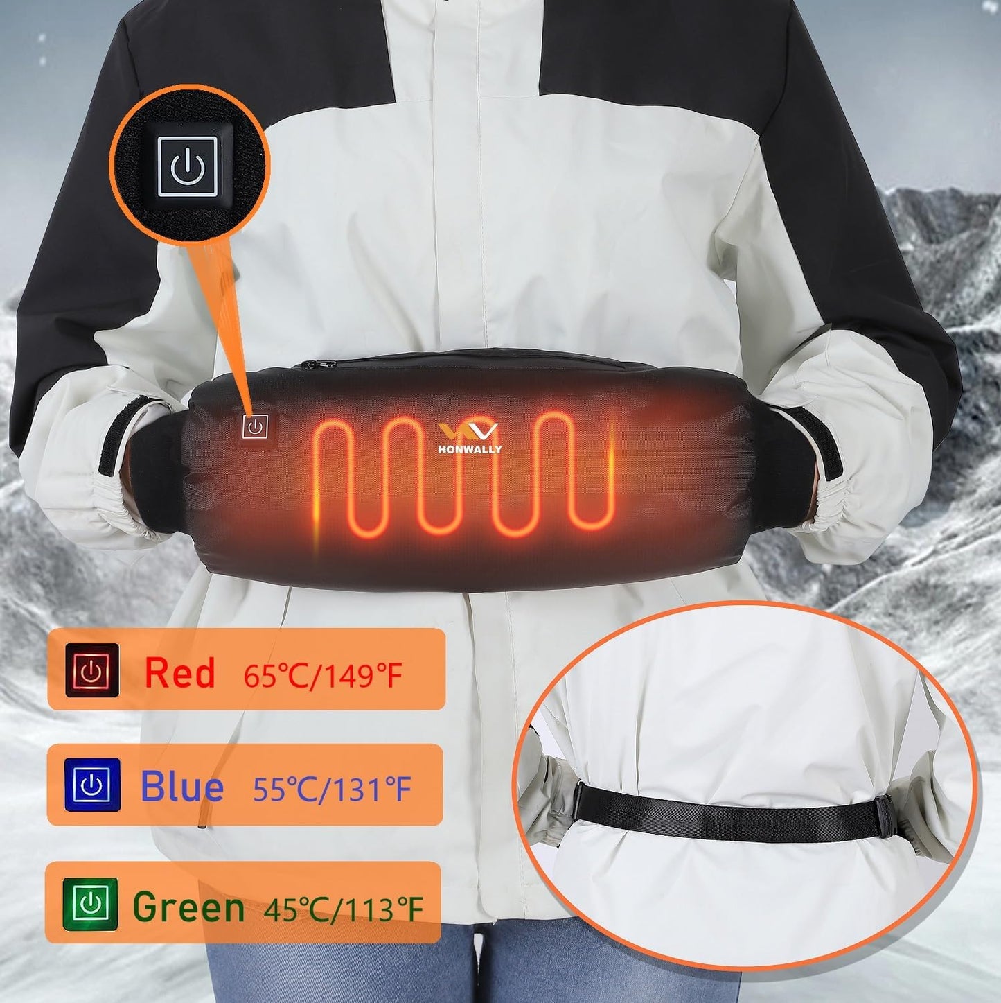 Electric Heated Hand Warmer Pouch,(No Build in Battery) Gloves with Double Sided Heating Areas- Portable USB Heated Hand Muff for Men & Women - Ideal for Football, Hunting,Fishing,Camping, Golf