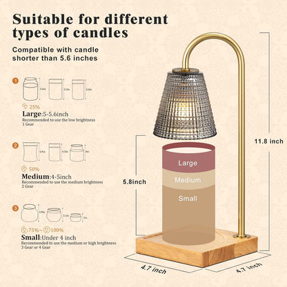 Hong-in Candle Warmer Lamp with Timer, House Warming Gifts New Home Decor | Dimmable & Adjustable Height, Electric Wax Warmer for Scented Wax Jar Candles,Gifts for Women Mom Sister