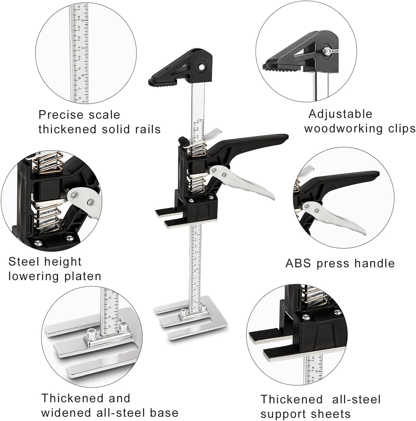 [Upgrade] Labor Saving Arm Jack 2 Pack,15.5 Inch Stainless Steel Furniture Lifts with Handbag,Hand Furniture Jack Lifter Tool for Installing Cabinets,Flooring&Windows,Load 440LBS