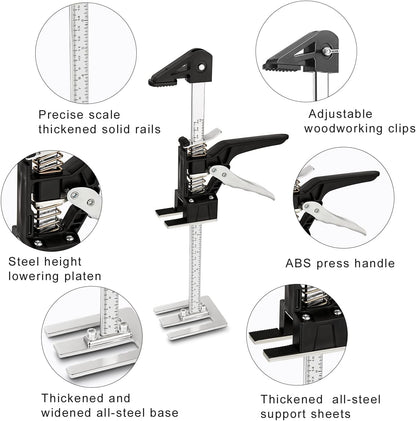 [Upgrade] Labor Saving Arm Jack 2 Pack,15.5 Inch Stainless Steel Furniture Lifts with Handbag,Hand Furniture Jack Lifter Tool for Installing Cabinets,Flooring&Windows,Load 440LBS