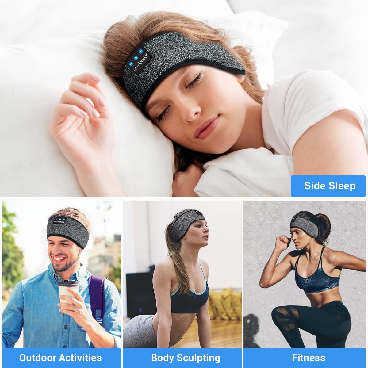 LC-dolida Sleep Headphones Headband Bluetooth 5.4, Sports Headband Earphones Wireless with Speaker Microphone USB C for Women Sleeping Gift Workout Jogging Yoga Insomnia Travel Meditation, Butterfly